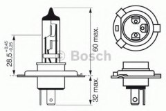 Лампа PLUS 60 H4 12V 60 для FORD FIESTA IV (JA_, JB_) 1.6 16V Sport 2000-2002, код двигателя L1T,L1V, V см3 1596, КВт76, Л.с.103, бензин, Bosch 1987302049